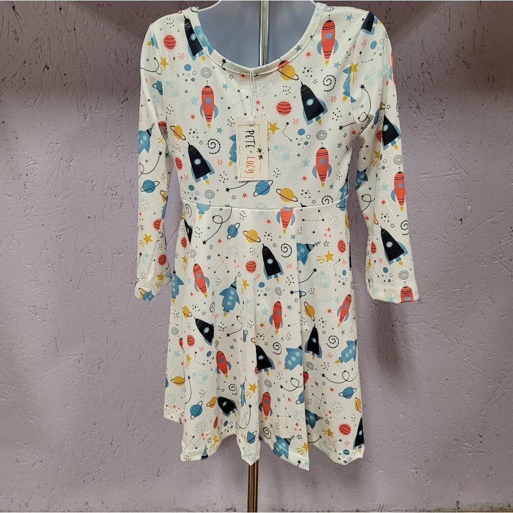 Pete and Lucy Rocketship Long Sleeve Dress - Picture 2 of 4